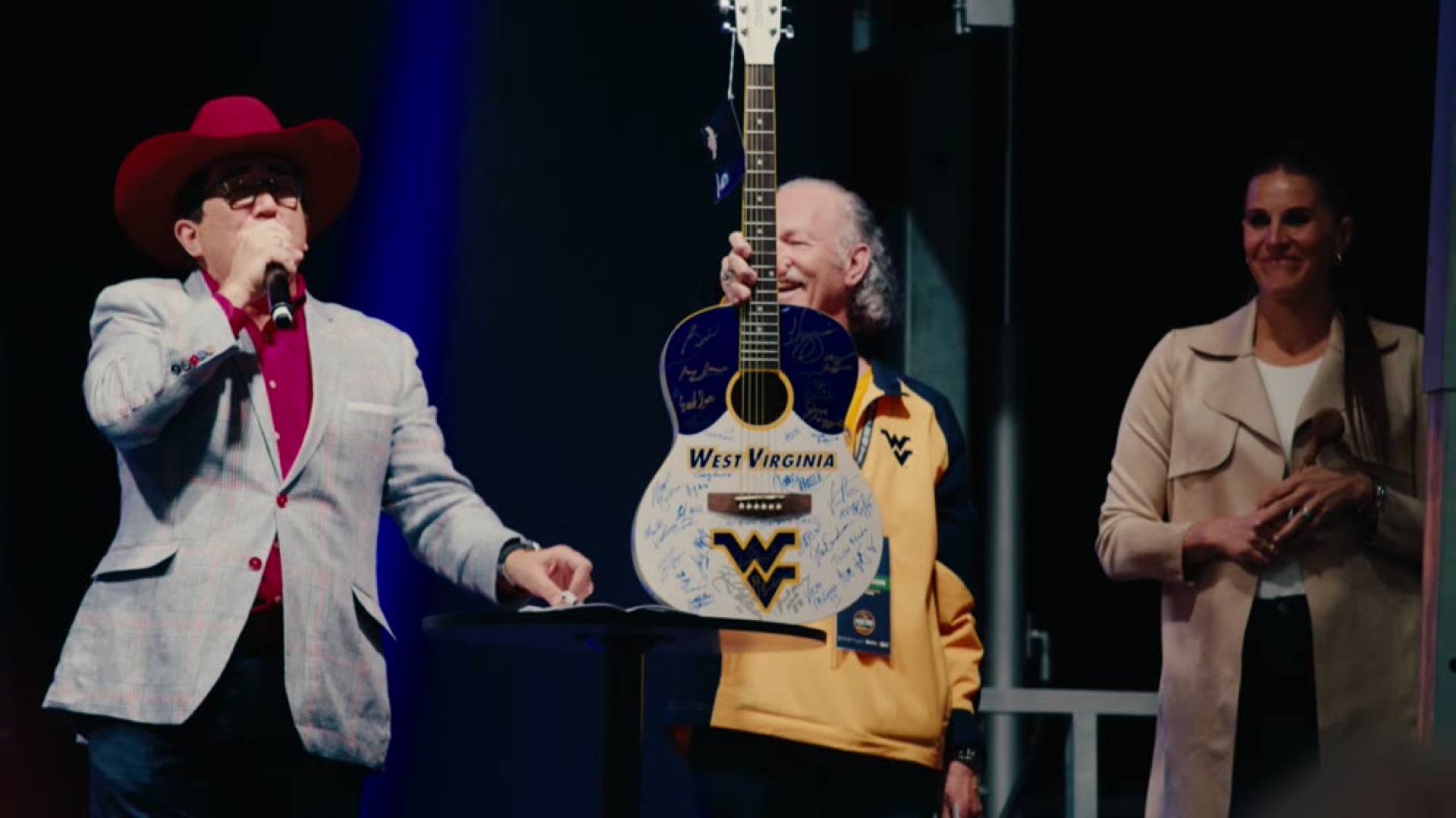 An auction item on stage