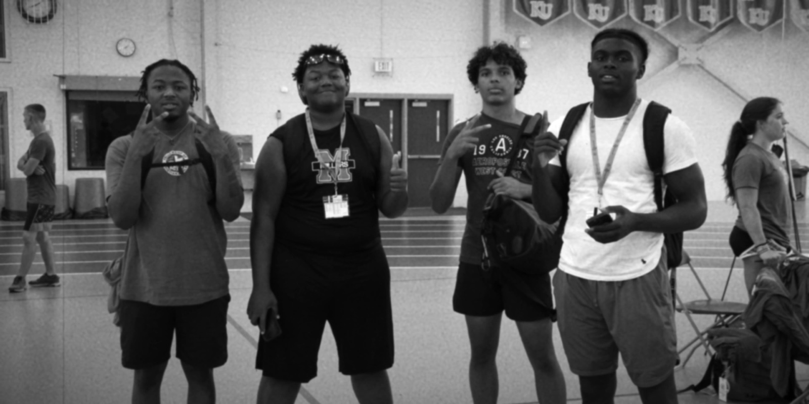 A group of students together at camp